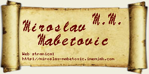 Miroslav Mabetović vizit kartica